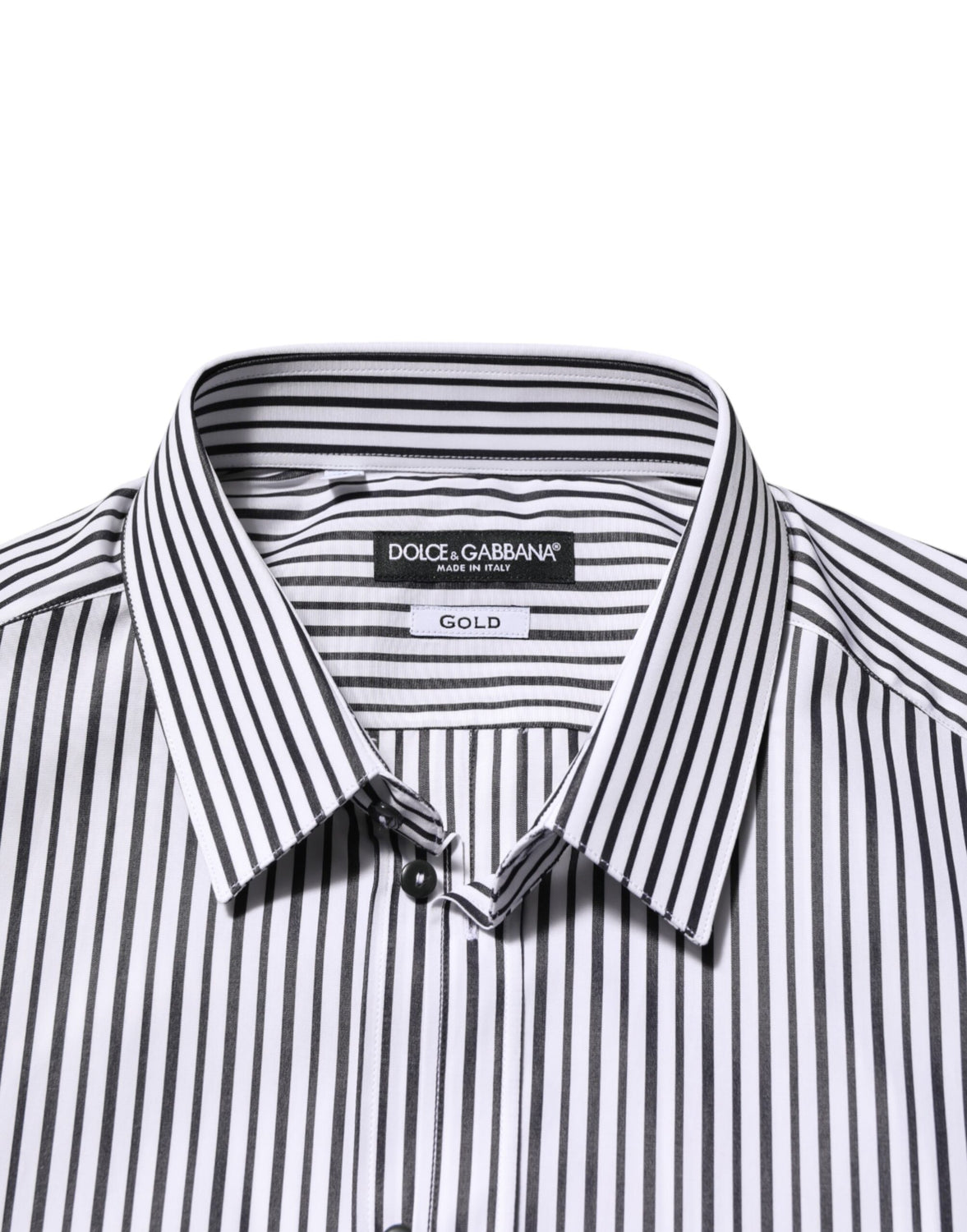 Black White Stripes Men GOLD Dress Shirt