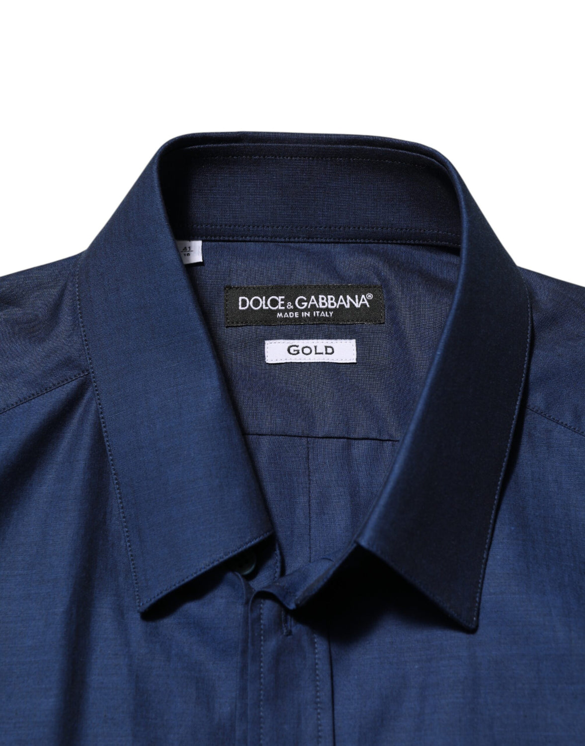 Blue Cotton Collared Men GOLD Dress Shirt