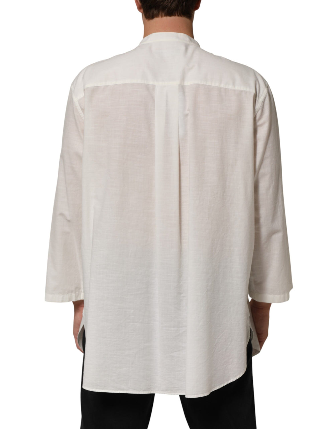 White Cotton Floral Print Button Down Shirt