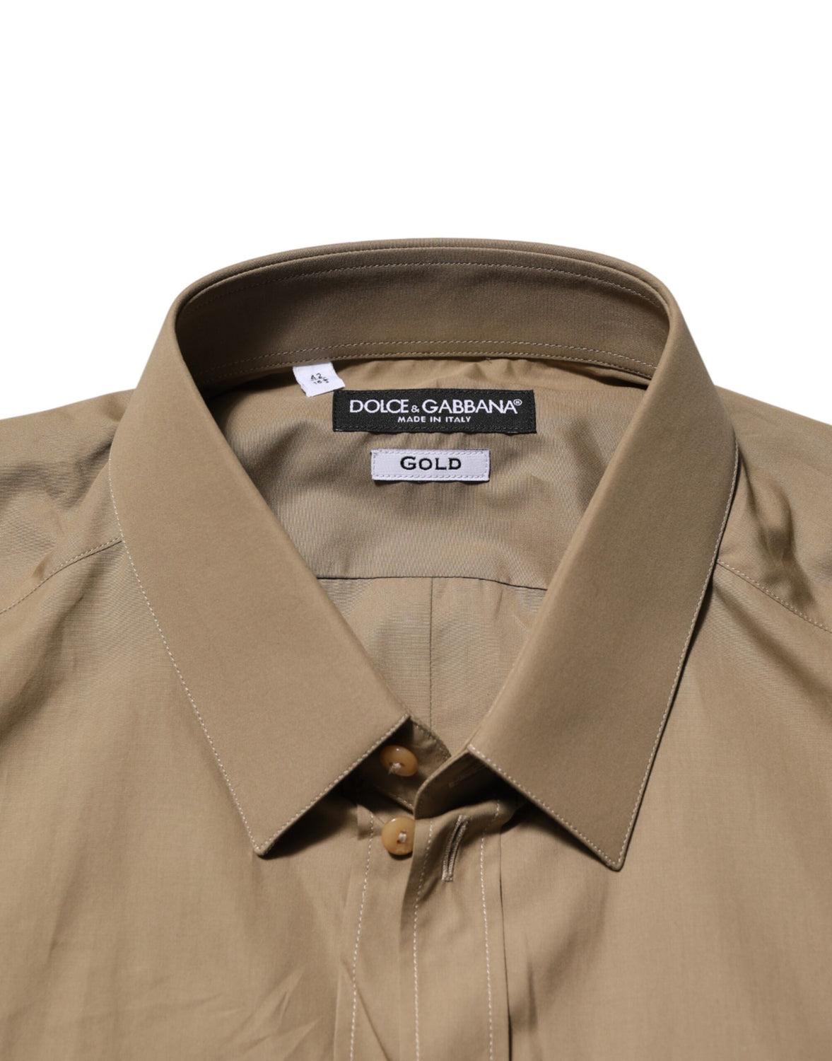 Brown Cotton Collared Men GOLD Dress Shirt