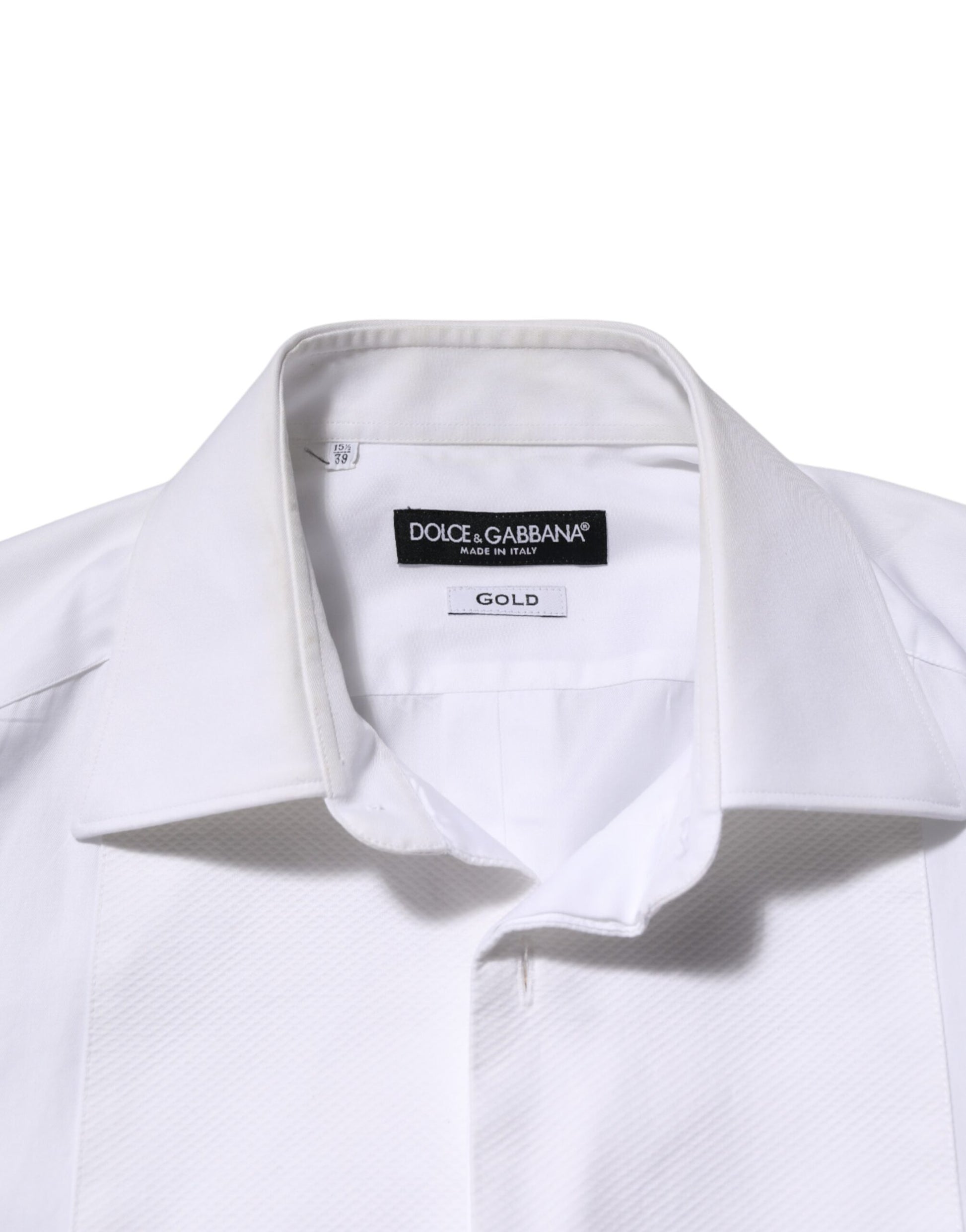 White Cotton Collared Bib GOLD Dress Shirt