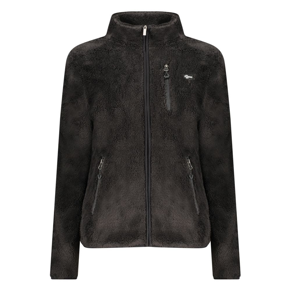 Black Polyester Women Sweatshirt