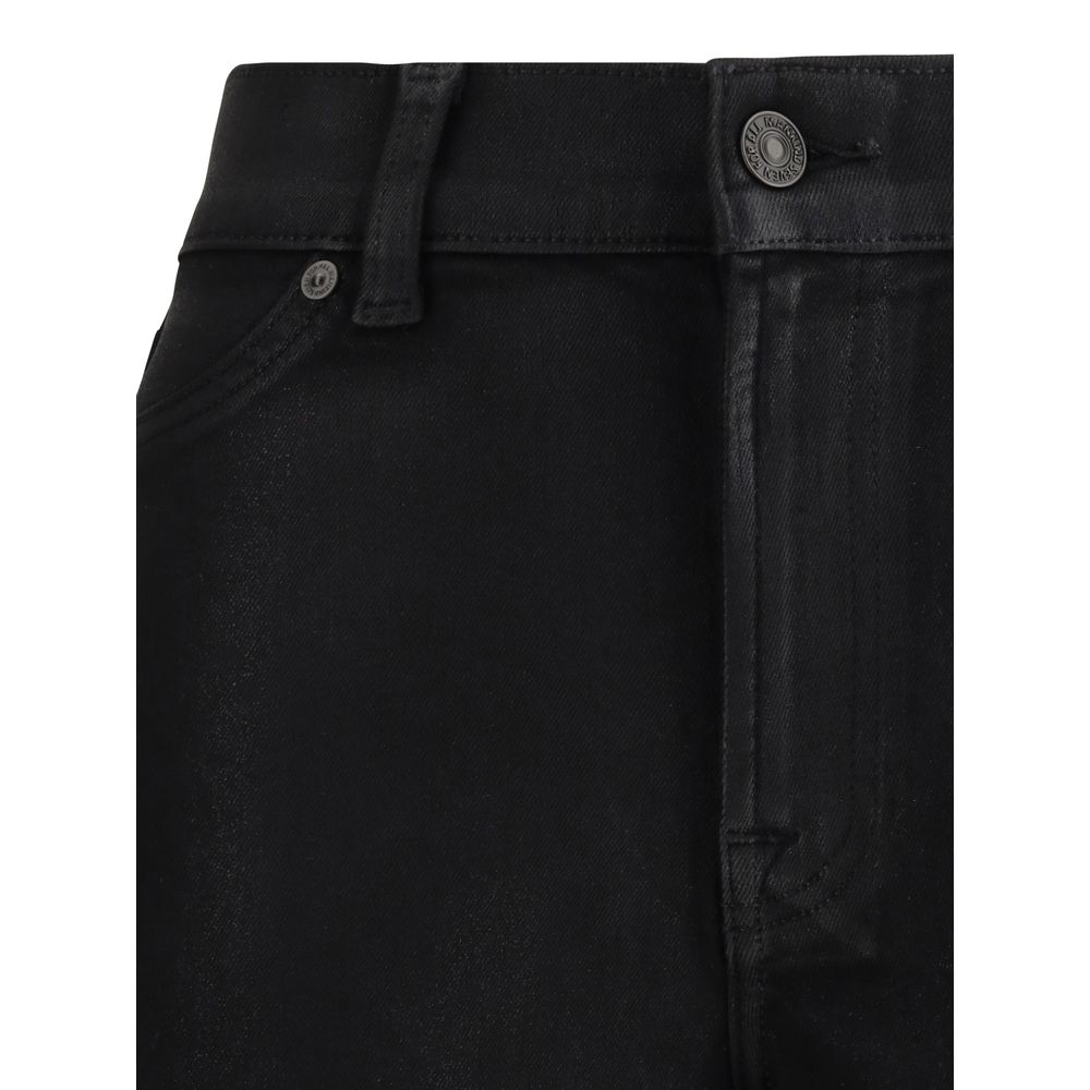 Black Cotton Flared Jeans