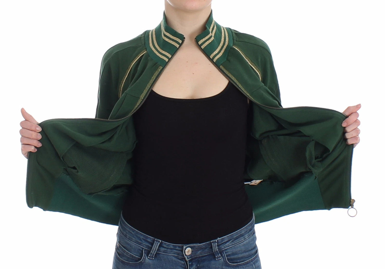 Green Mock Zip Cardigan Sweatshirt Sweater Jacket