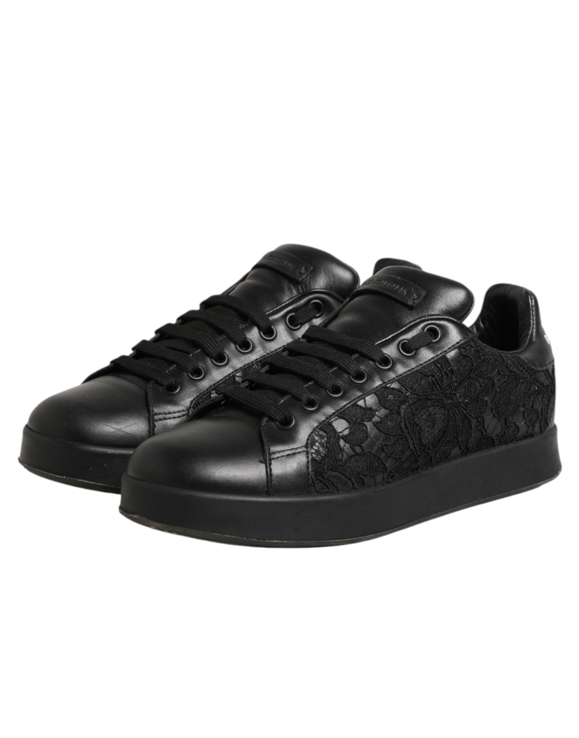 Black Floral Lace Low Top Sneakers Shoes