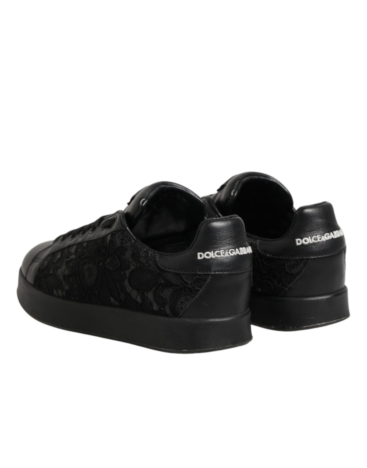 Black Floral Lace Low Top Sneakers Shoes