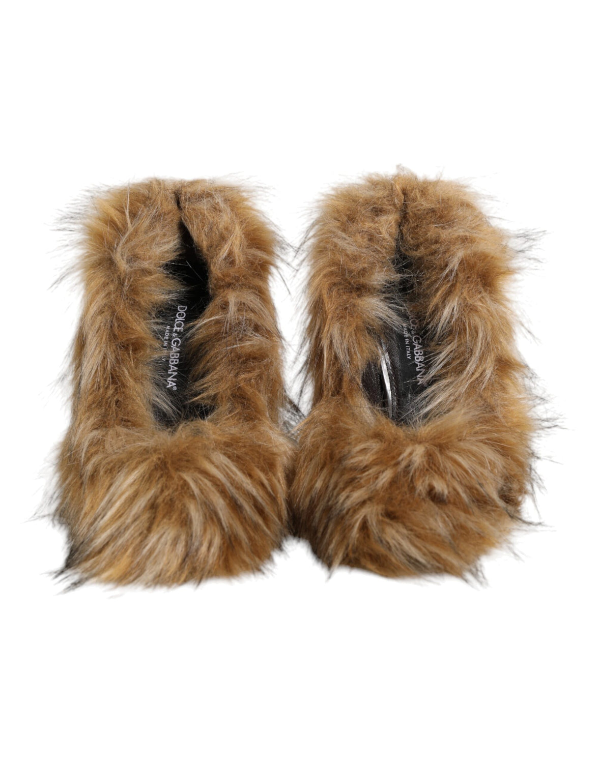 Brown Fur Leather High Heels Pumps Shoes