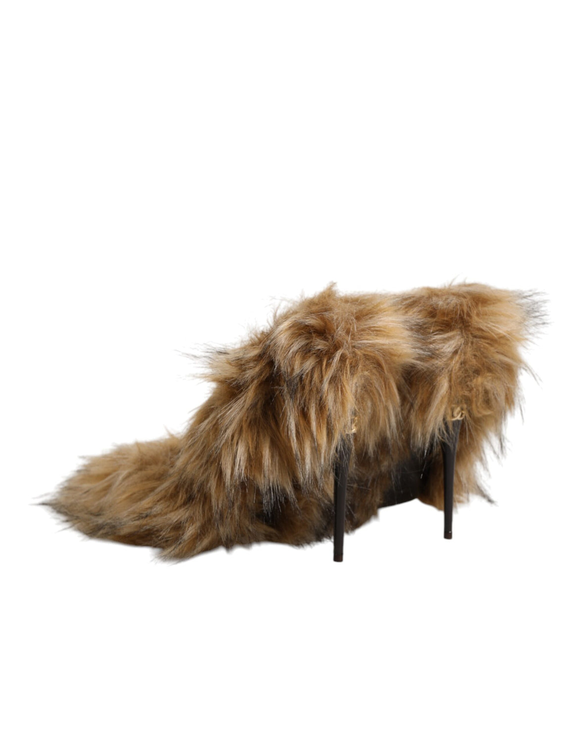 Brown Fur Leather High Heels Pumps Shoes