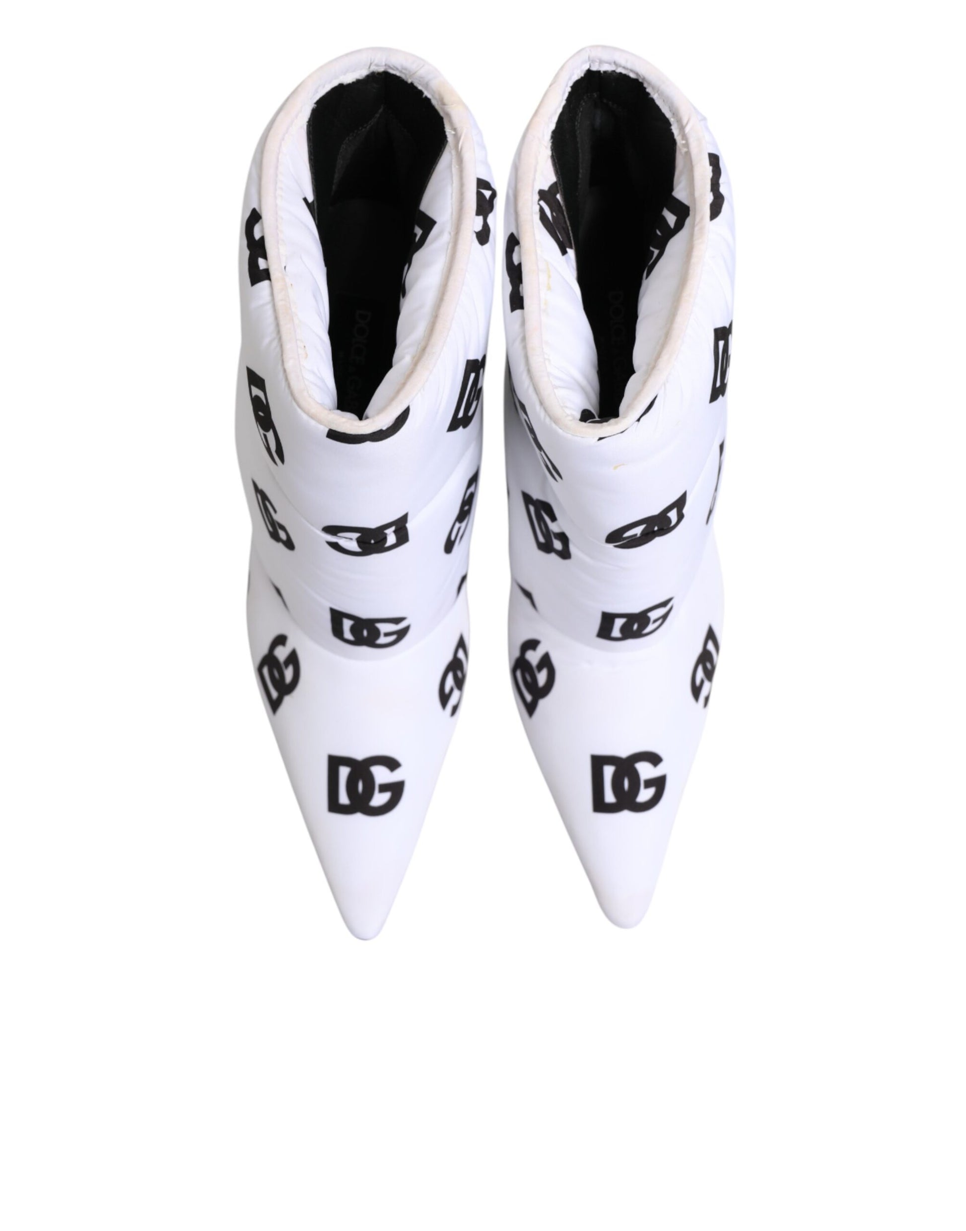 White DG Logo Heels Short Boots  Shoes