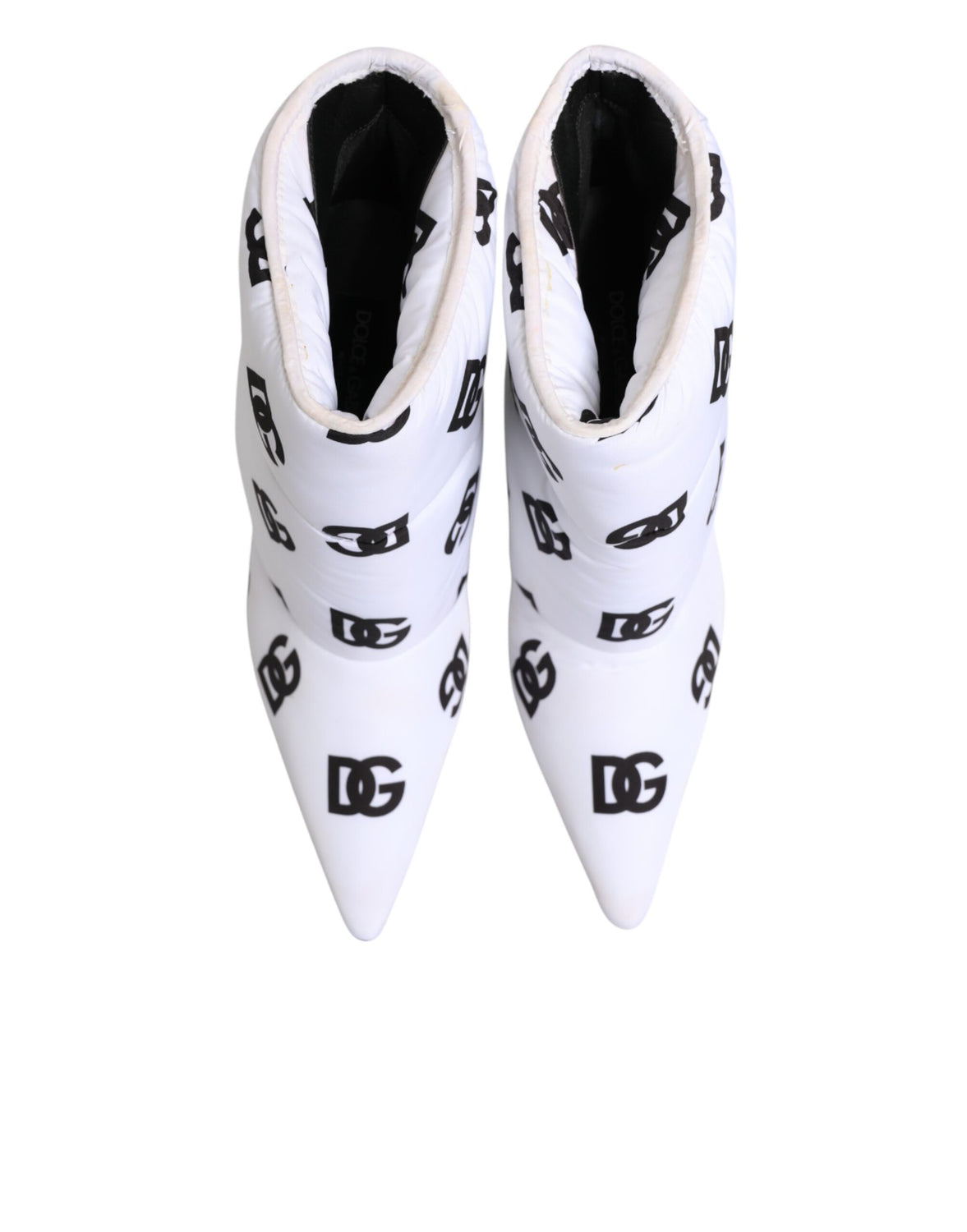 White DG Logo Heels Short Boots  Shoes