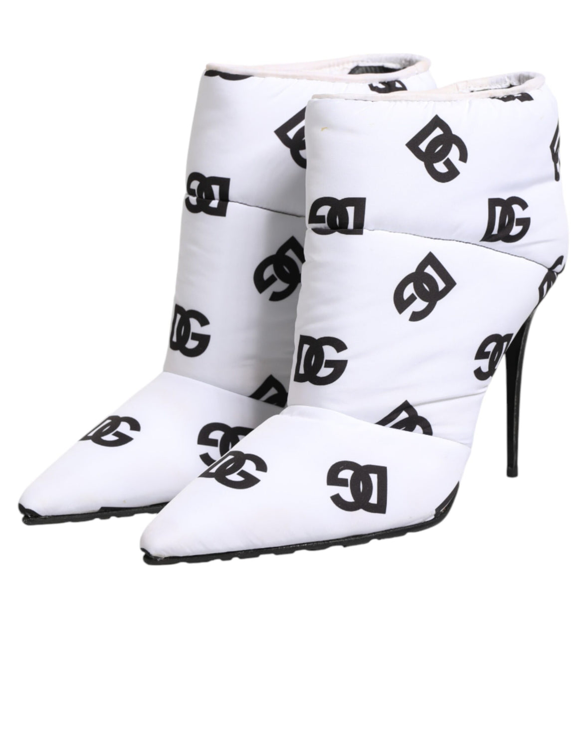 White DG Logo Heels Short Boots  Shoes