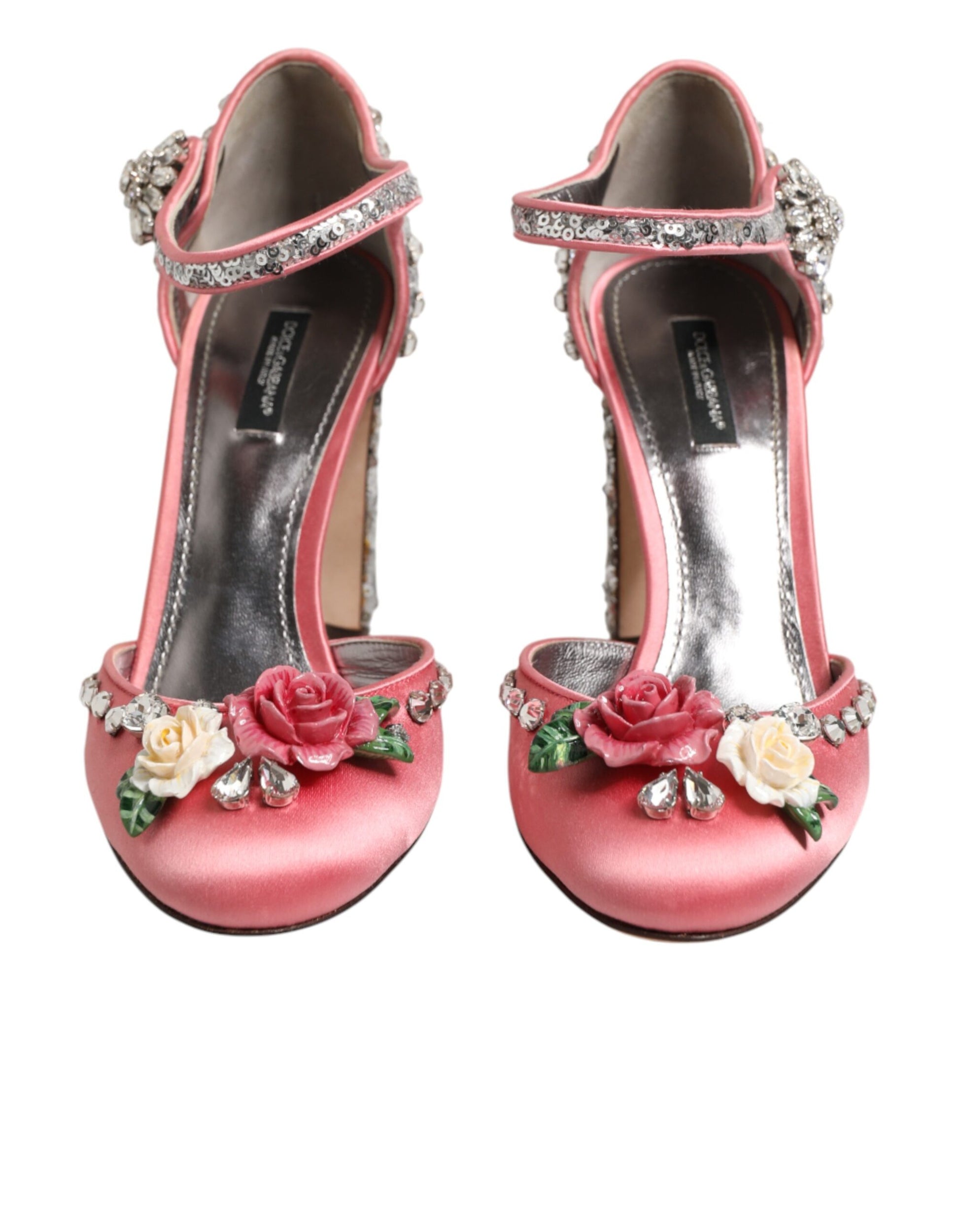 Pink Sequined Ankle Strap Sandals Shoes