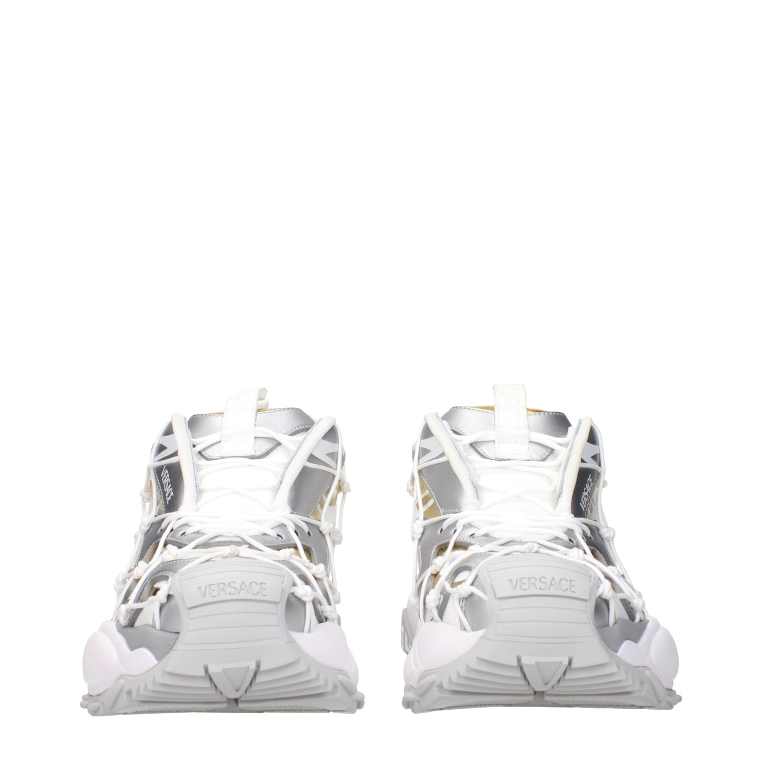 White Fabric Chunky Sneakers