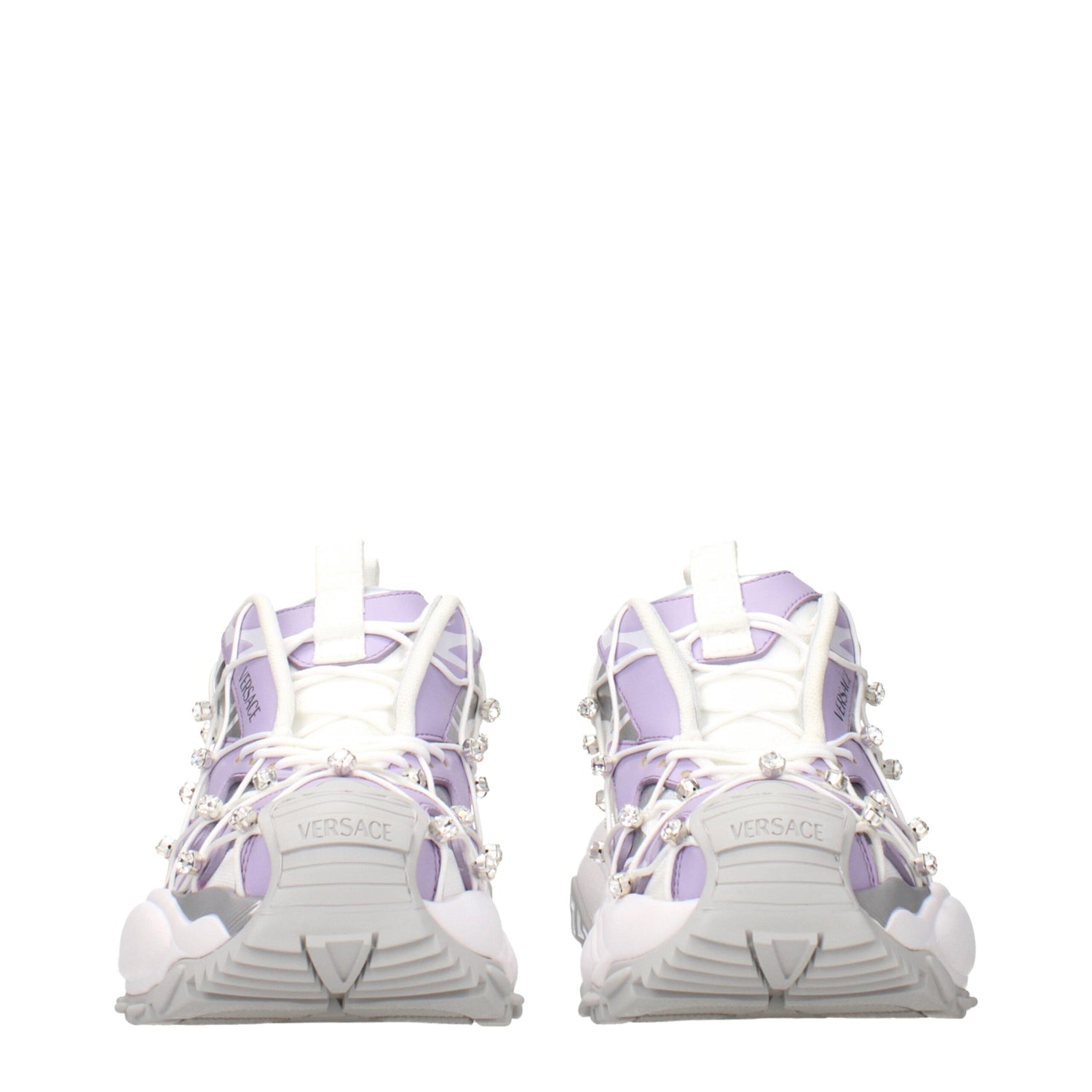 White Fabric Chunky Sneakers