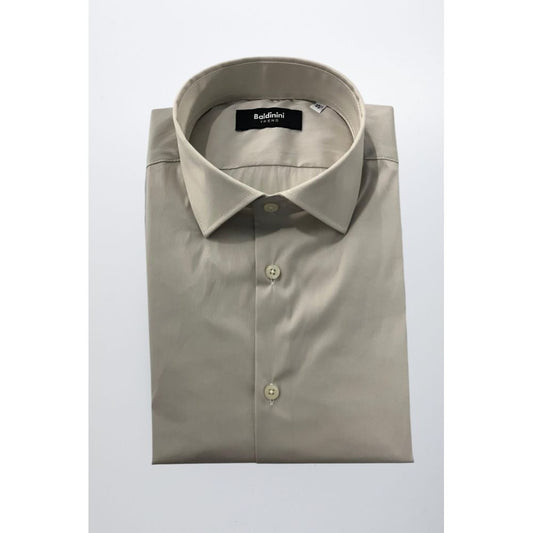 Beige Cotton Men Shirt