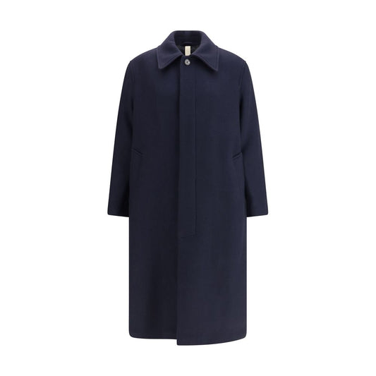 Blue Fleece Wool Coat