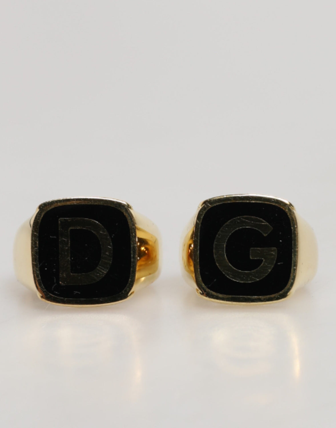 Gold-Tone Real Brass Black Enamel 