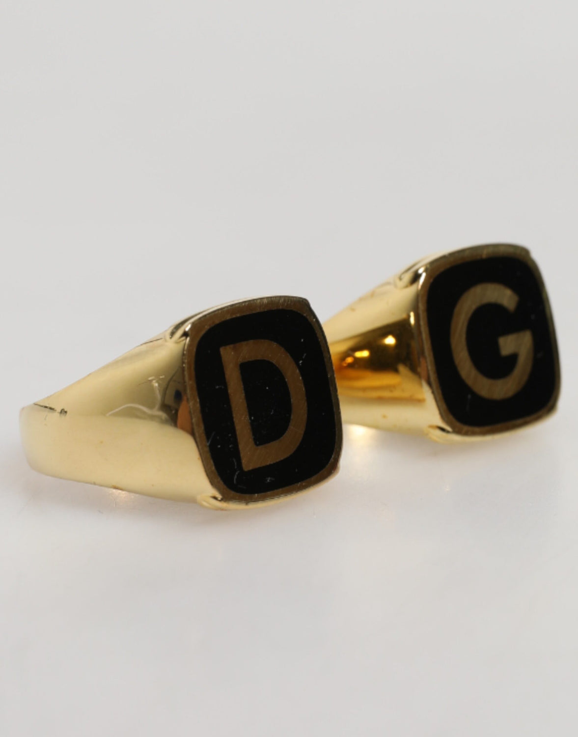Gold-Tone Real Brass Black Enamel 