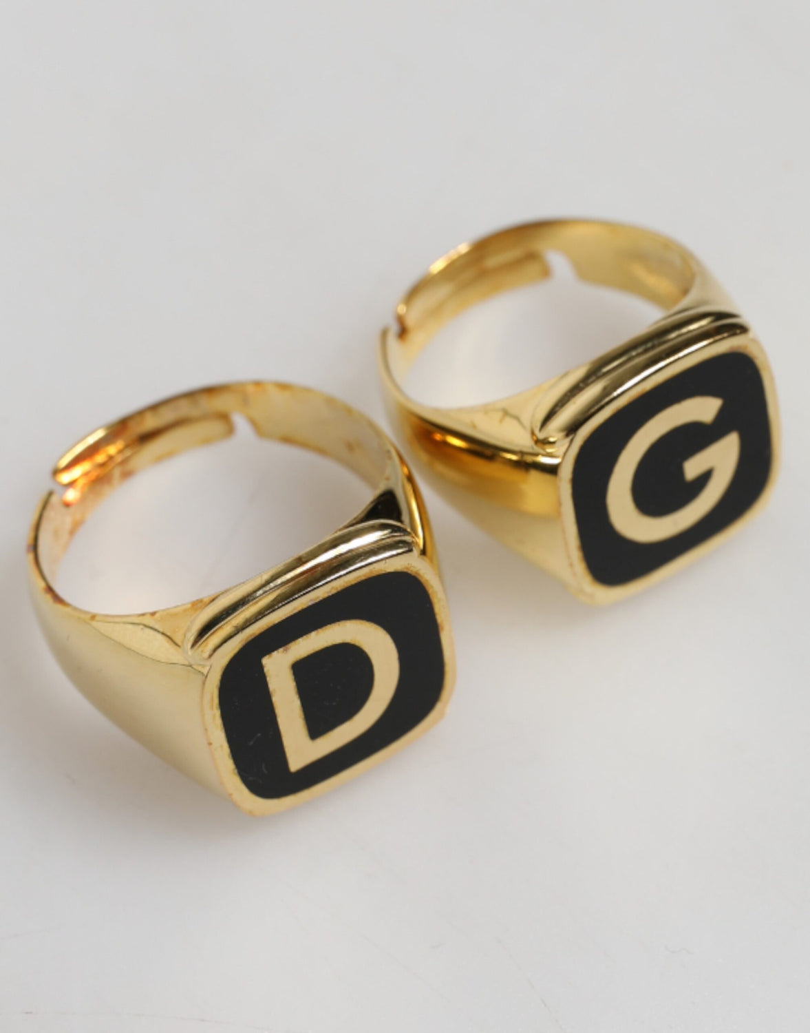 Gold-Tone Real Brass Black Enamel 