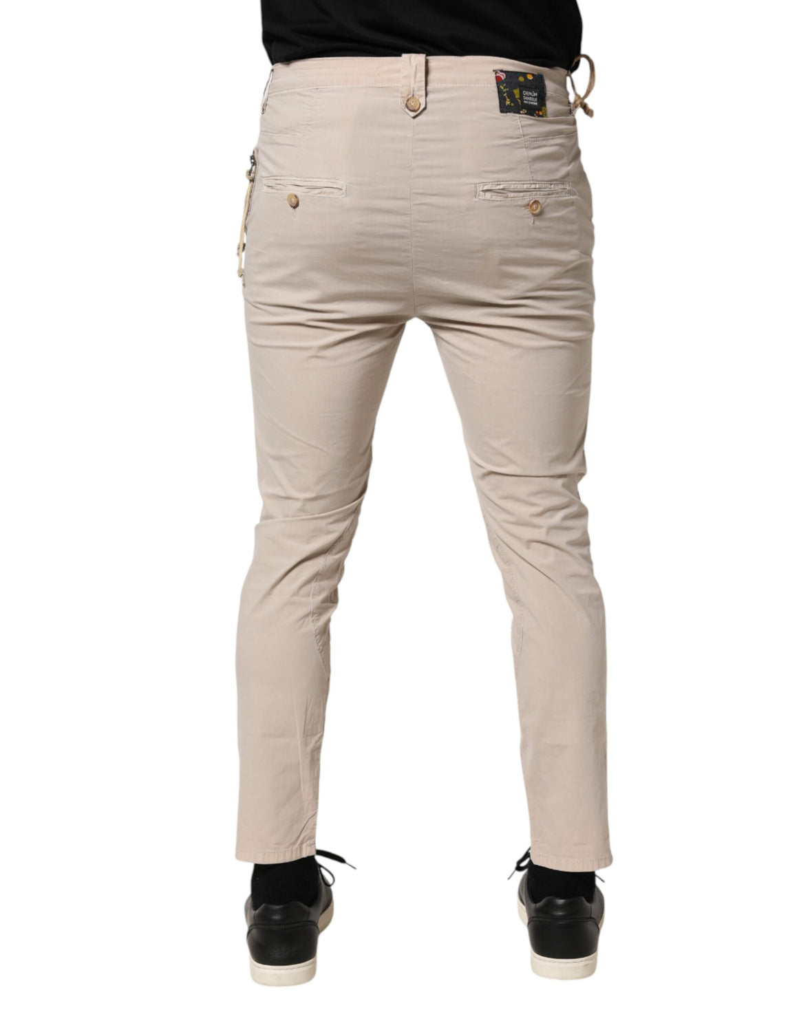 Beige Cotton Stretch Slim Fit Denim Jeans