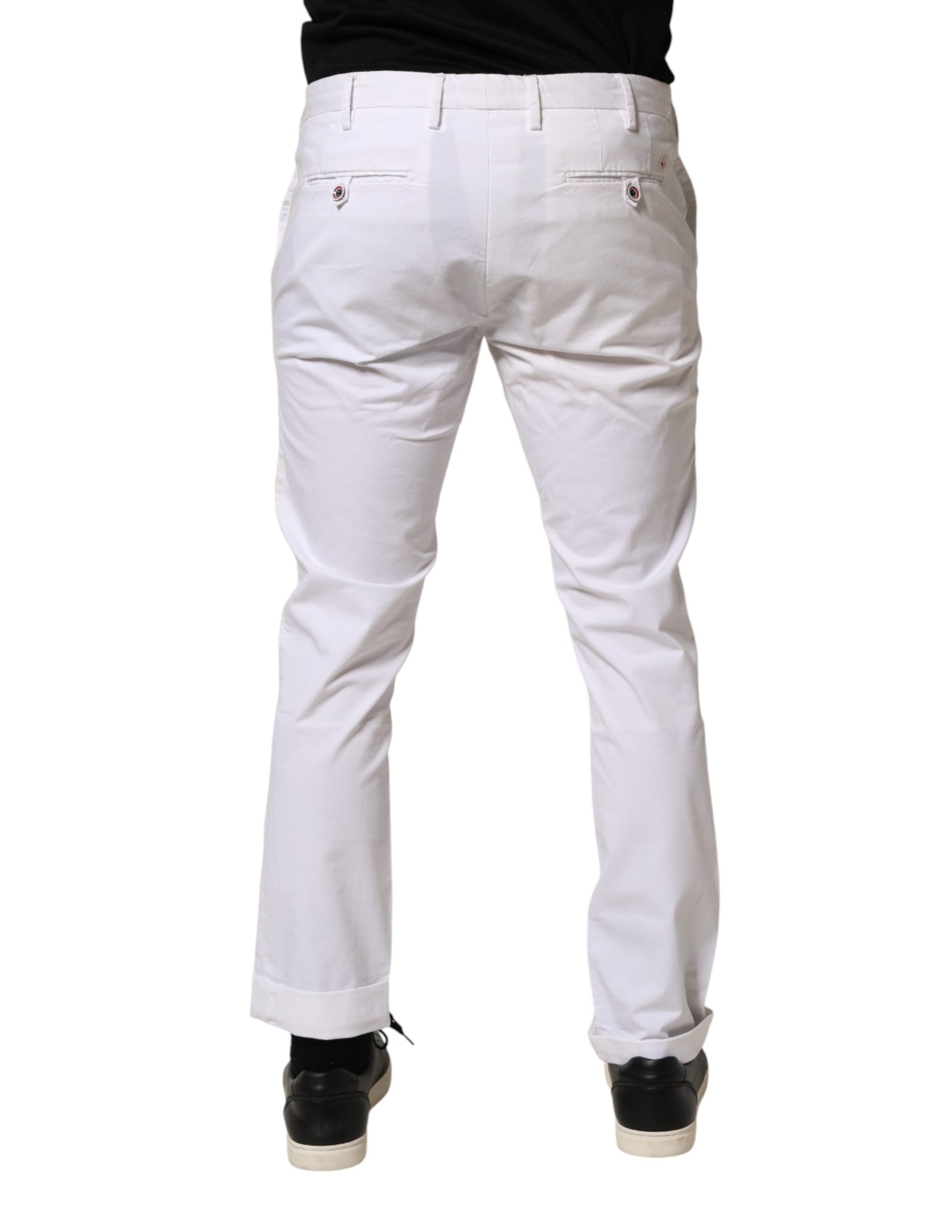 White Cotton Skinny Fit Mid Waist Denim Trouser Jeans