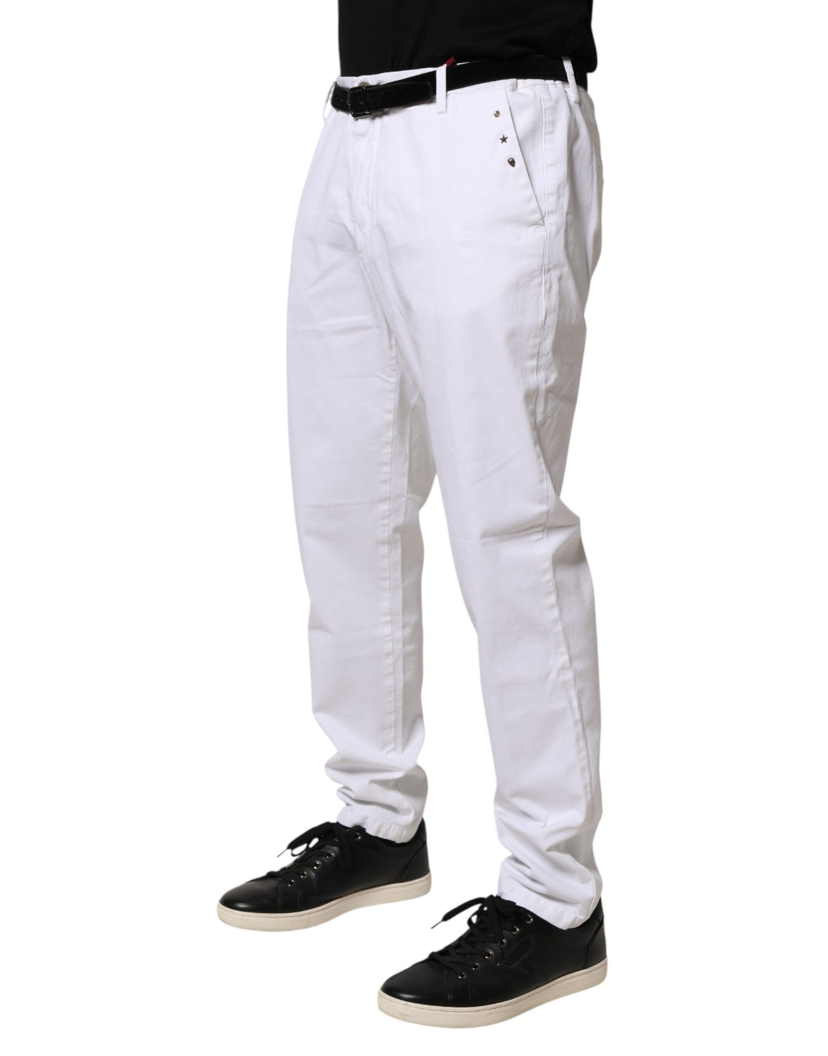 White Skinny Fit Mid Waist Men Denim Trouser Jeans