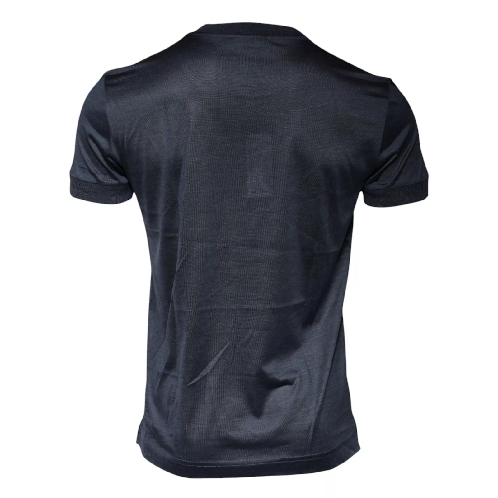 Blue Silk Crew Neck Short Sleeves Men T-shirt