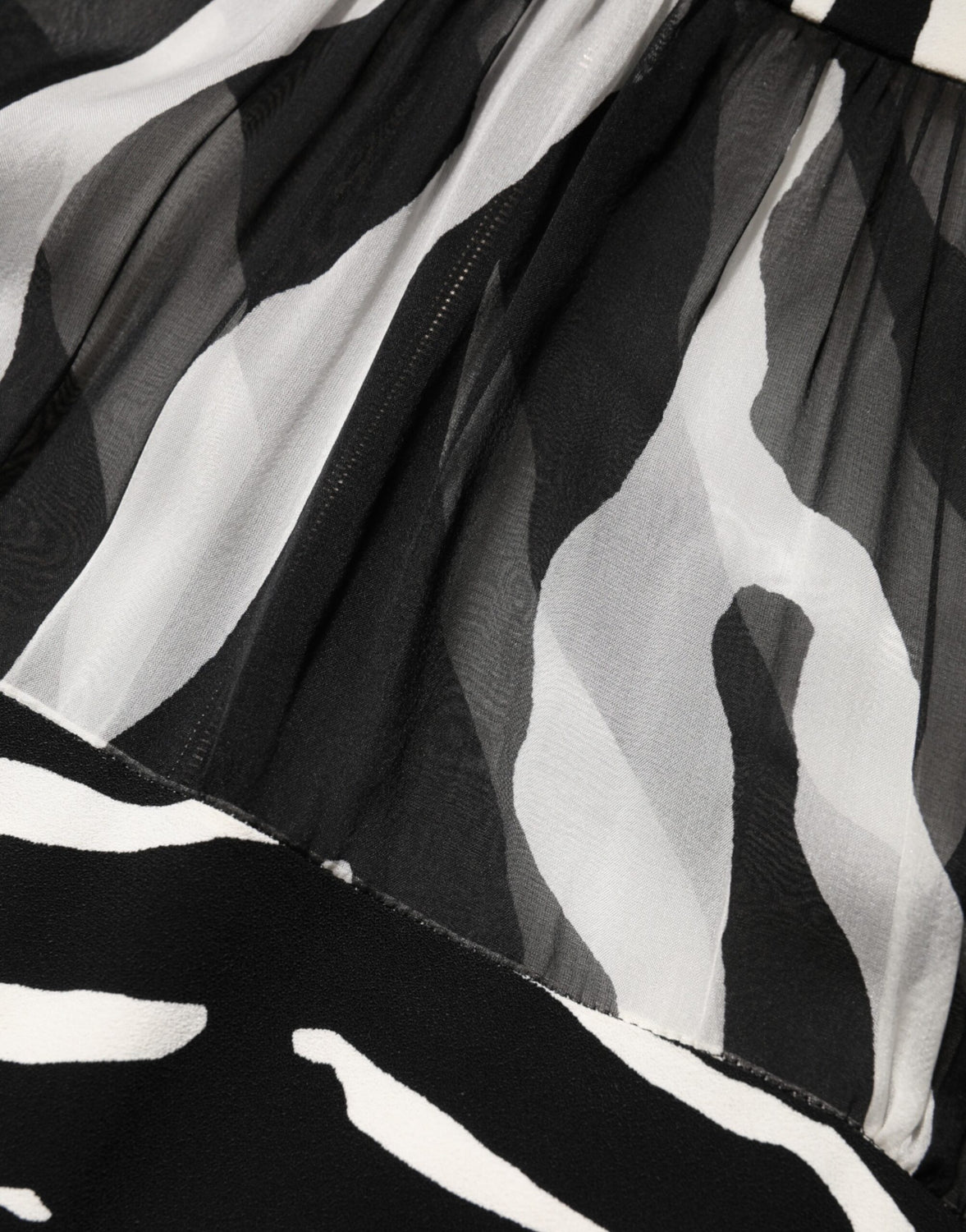 Zebra Print Chiffon Paneled Crop Blouse Top