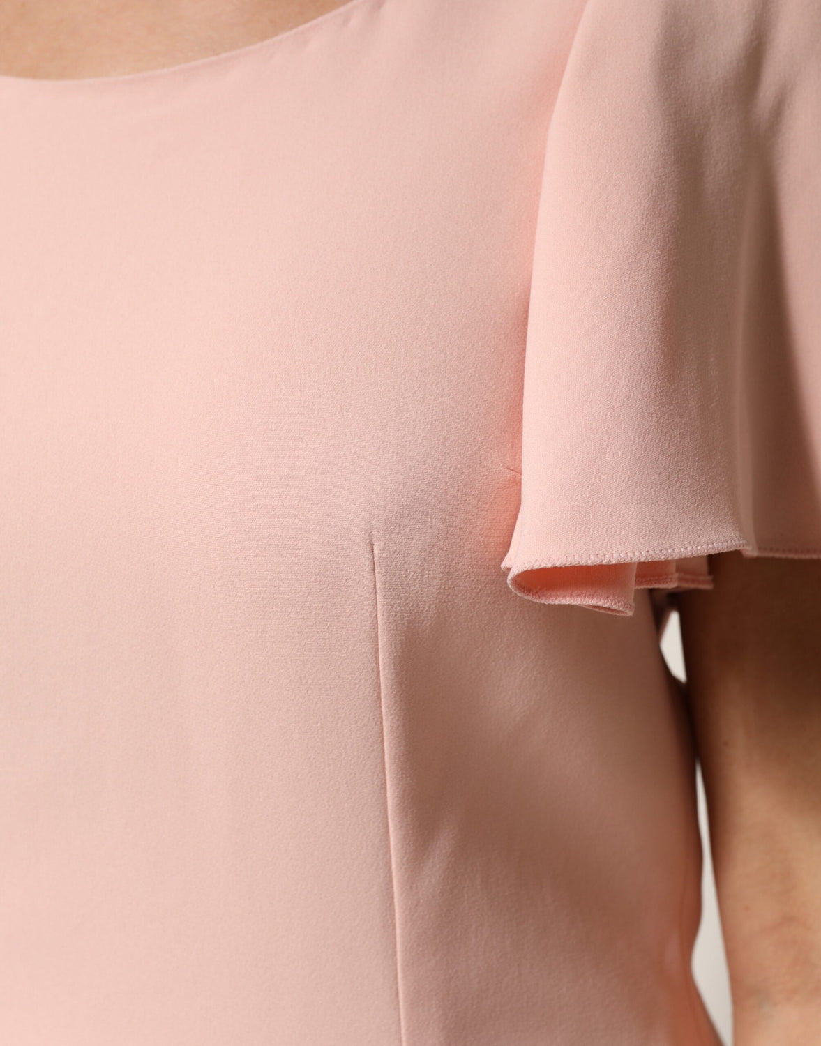 Pink Short Sleeves Round Neck Blouse Top