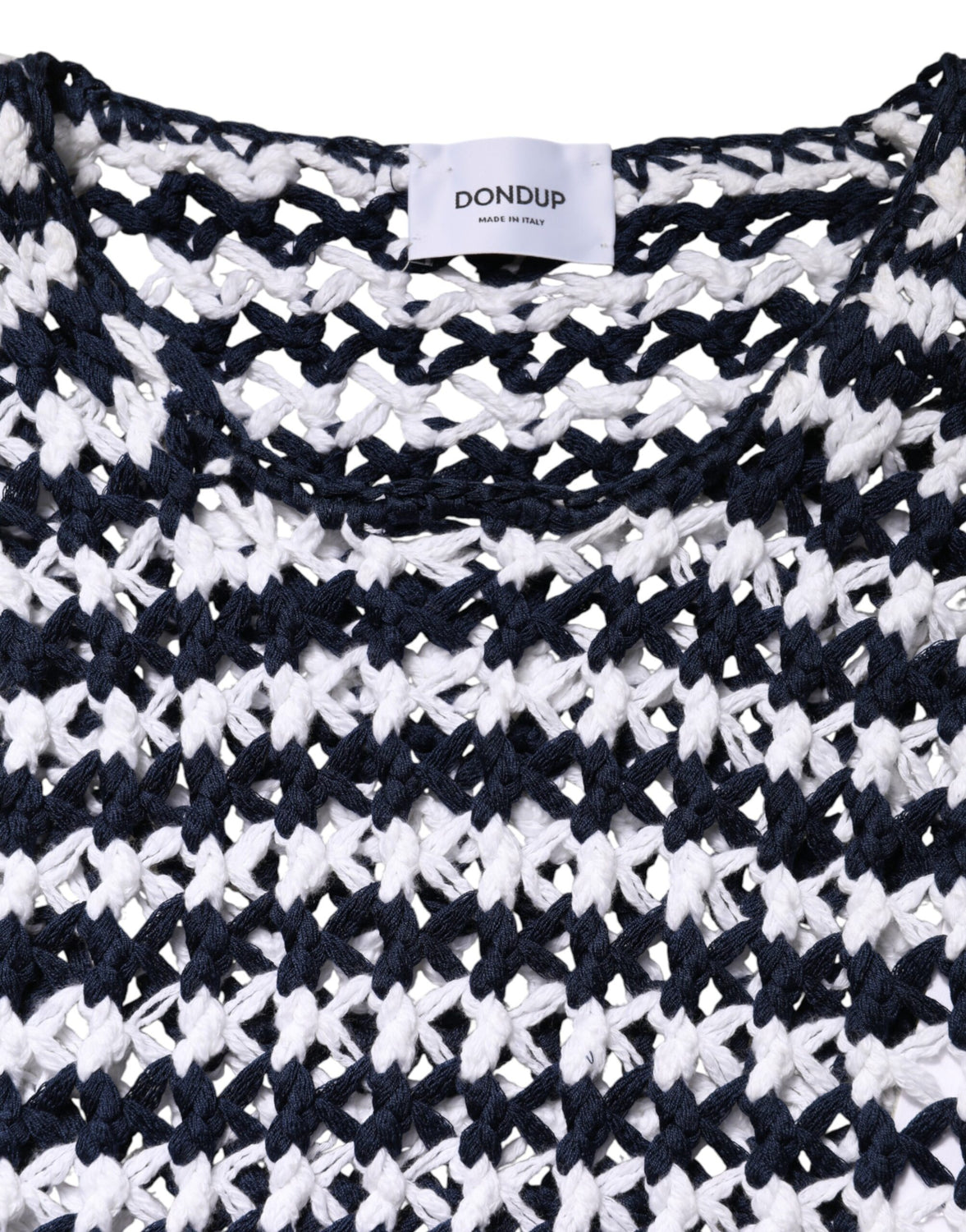 White Black Knitted Round Neck Sleeveless Tank Top