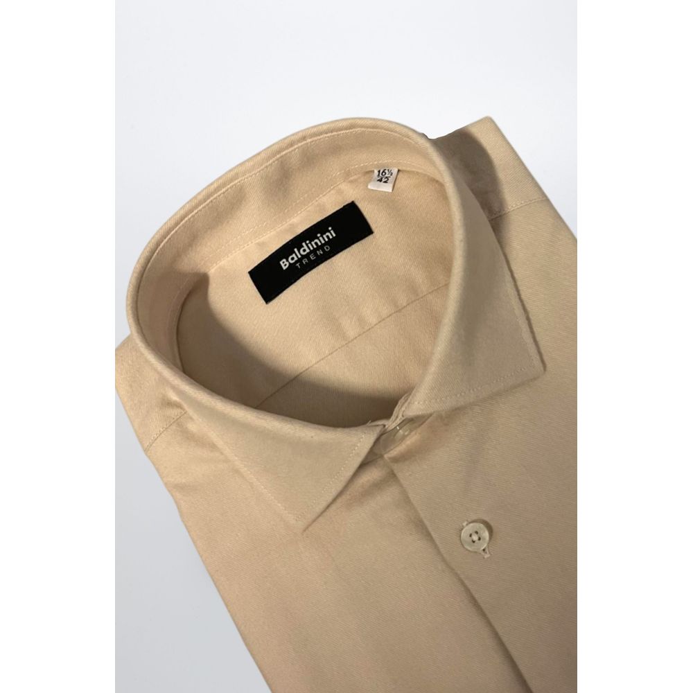 Beige Cotton Men Shirt