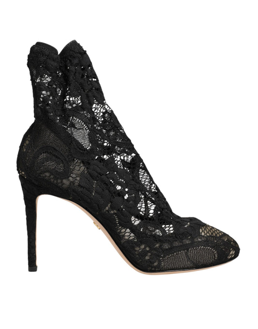 Black Stretch Socks Taormina Lace Boot Shoes