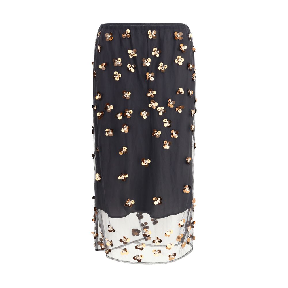 Black Polyamide Long Skirt