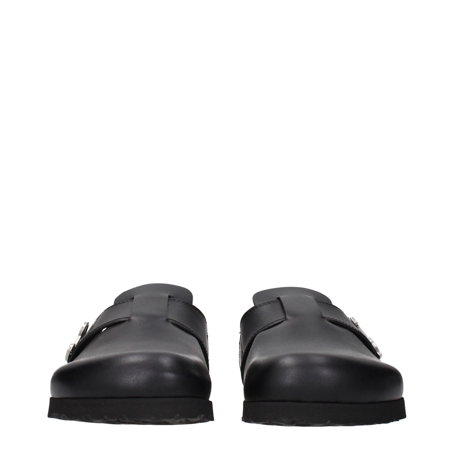 Black Leather Slippers