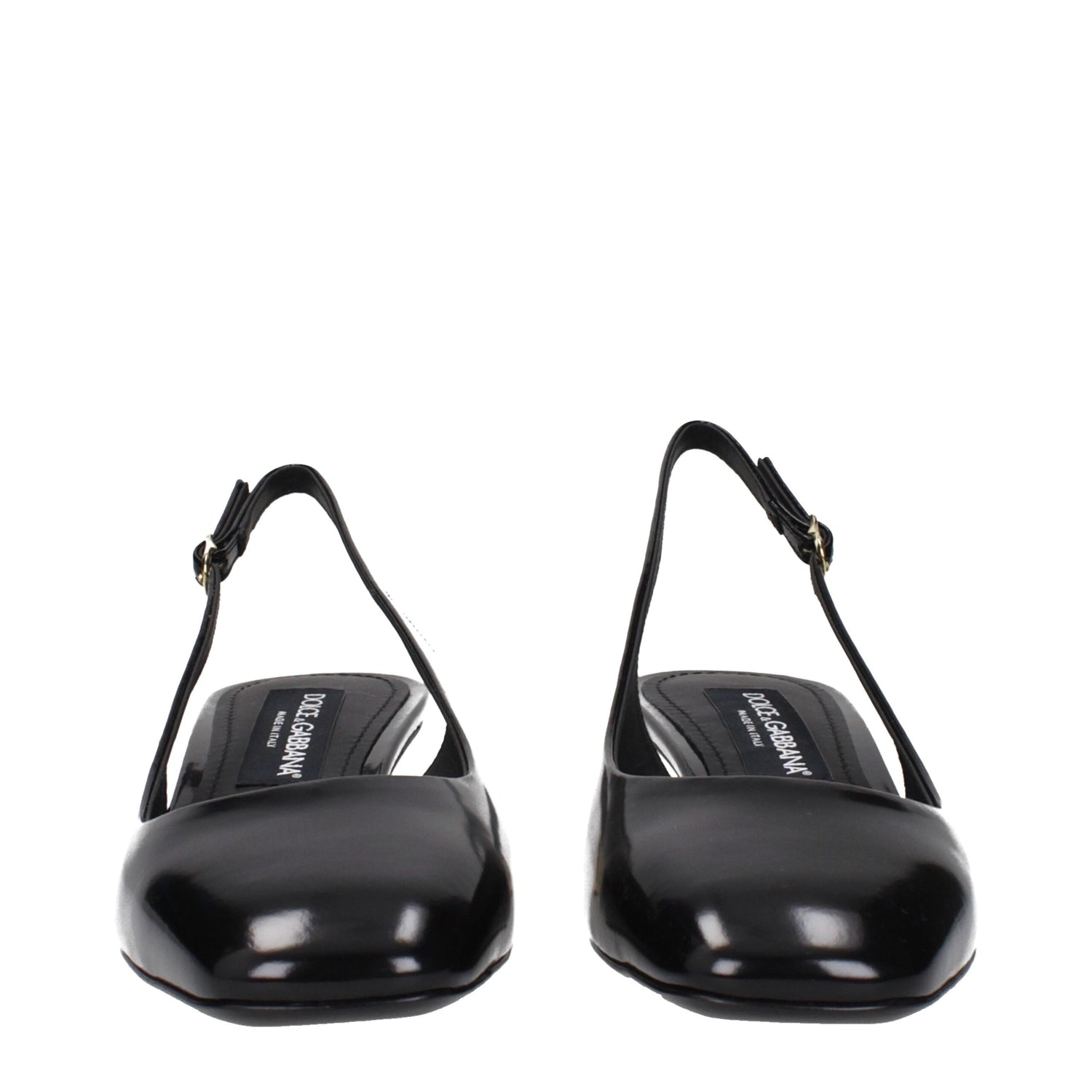 Black Leather Mid Heel Pumps