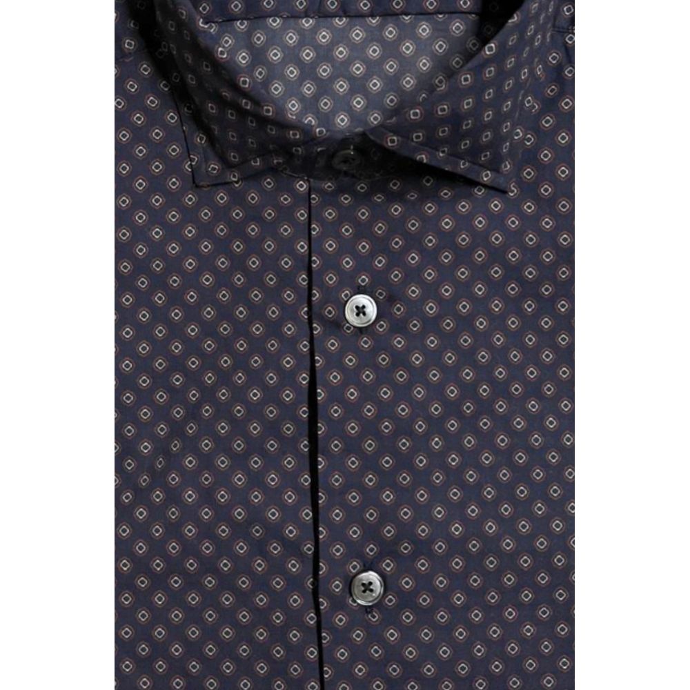 Blue Cotton Men's Slim Fit Shirt