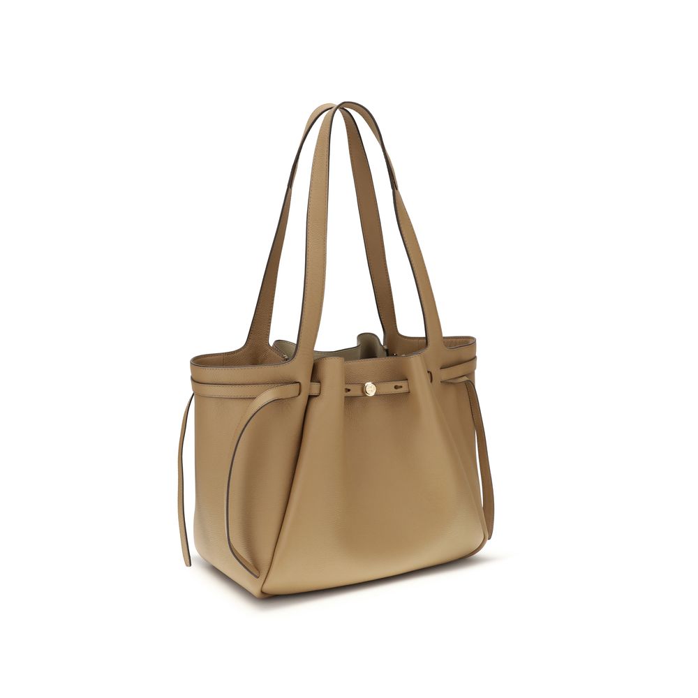 Beige Leather Shoulder Bag