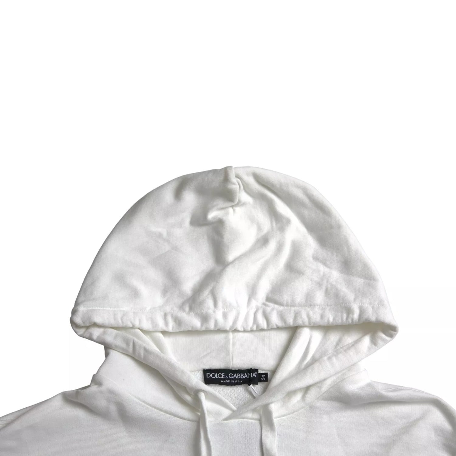 White Cotton Hooded Pullover Sweatshirt Men