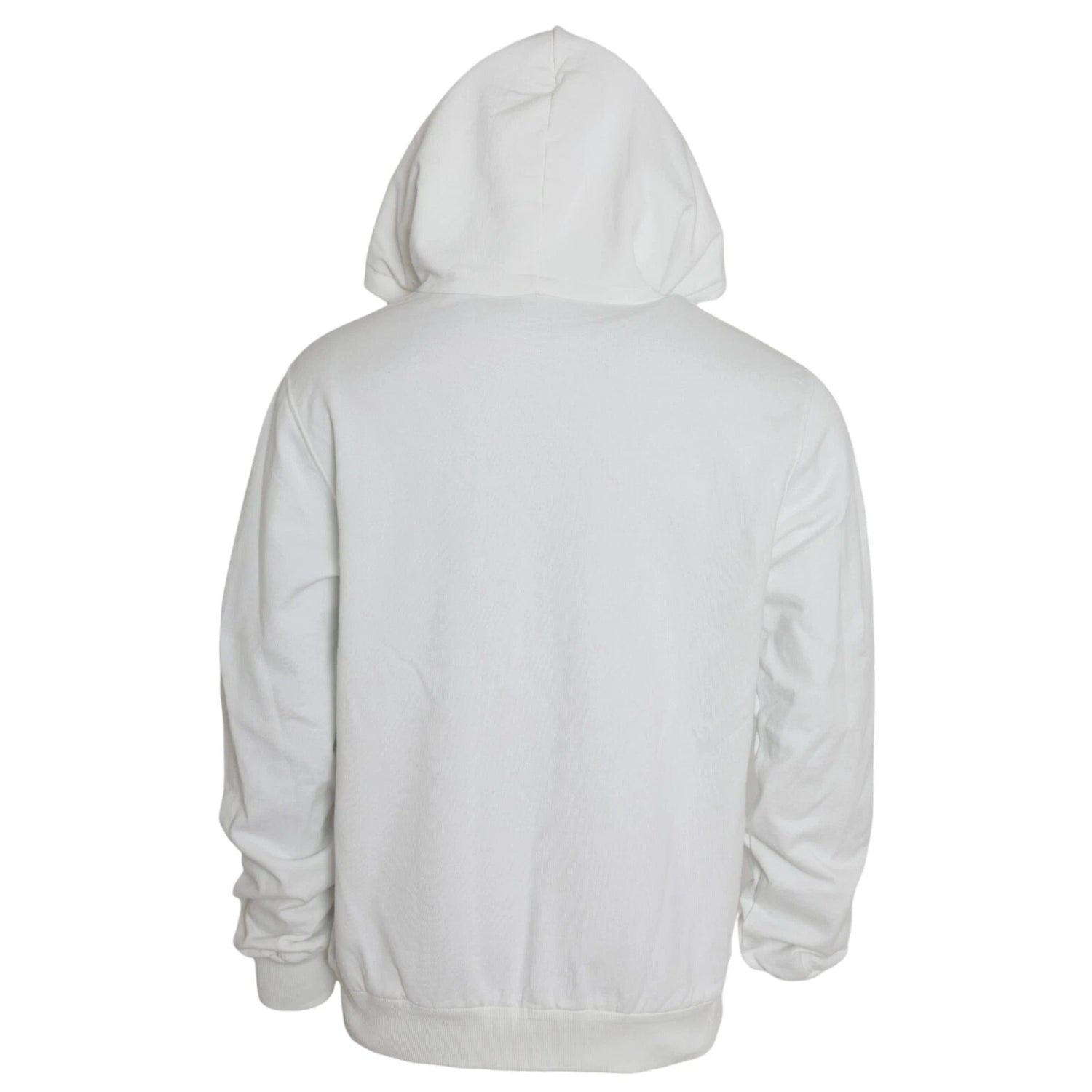 White Cotton Hooded Pullover Sweatshirt Men