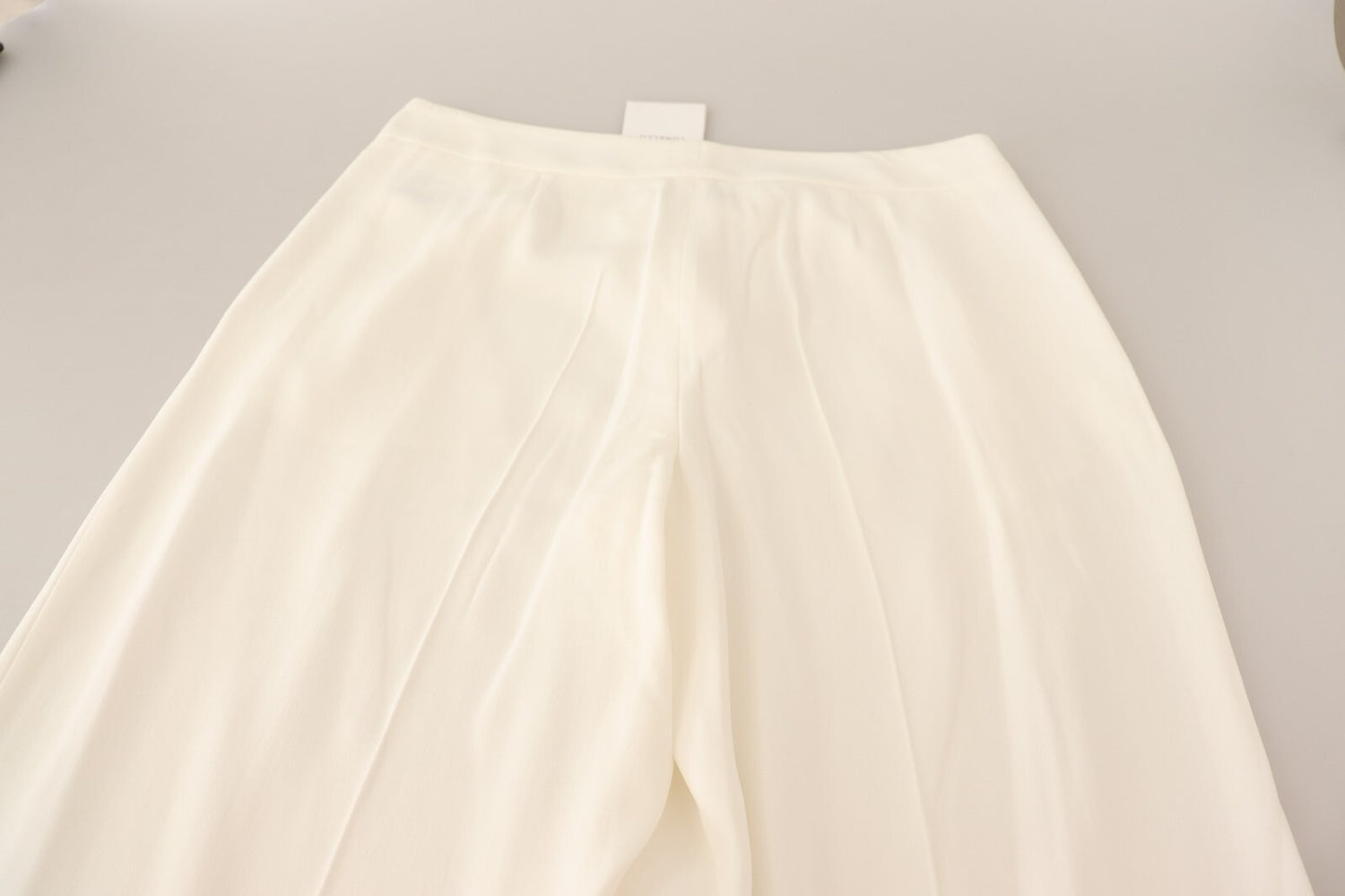 White High Waist Pleated Straight Formal Trouser Pants