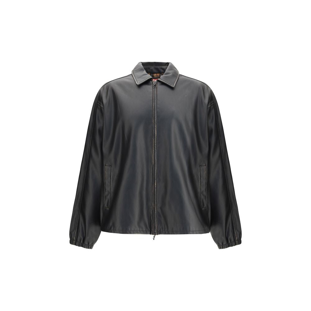 Black Polyester Biker Jacket