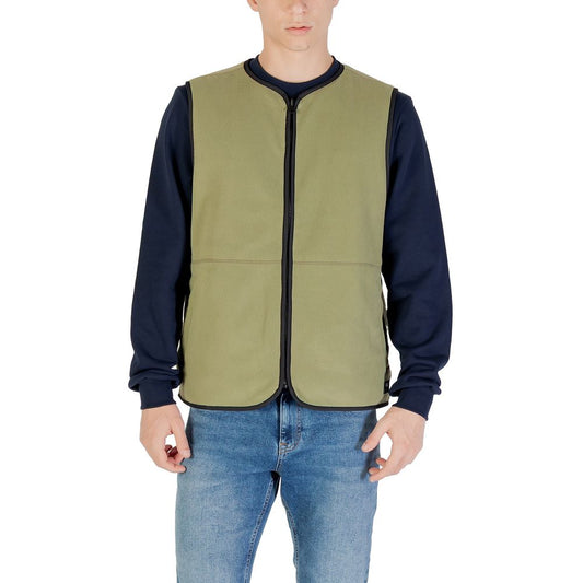 Green Polyester Sleveless Jacket