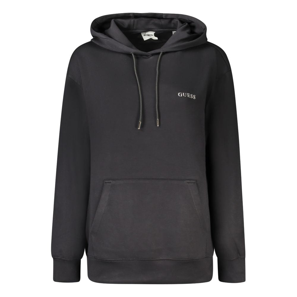 Black Polyester Women's Hooded Sweatshirt