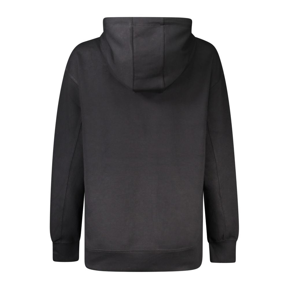 Black Polyester Women's Hooded Sweatshirt