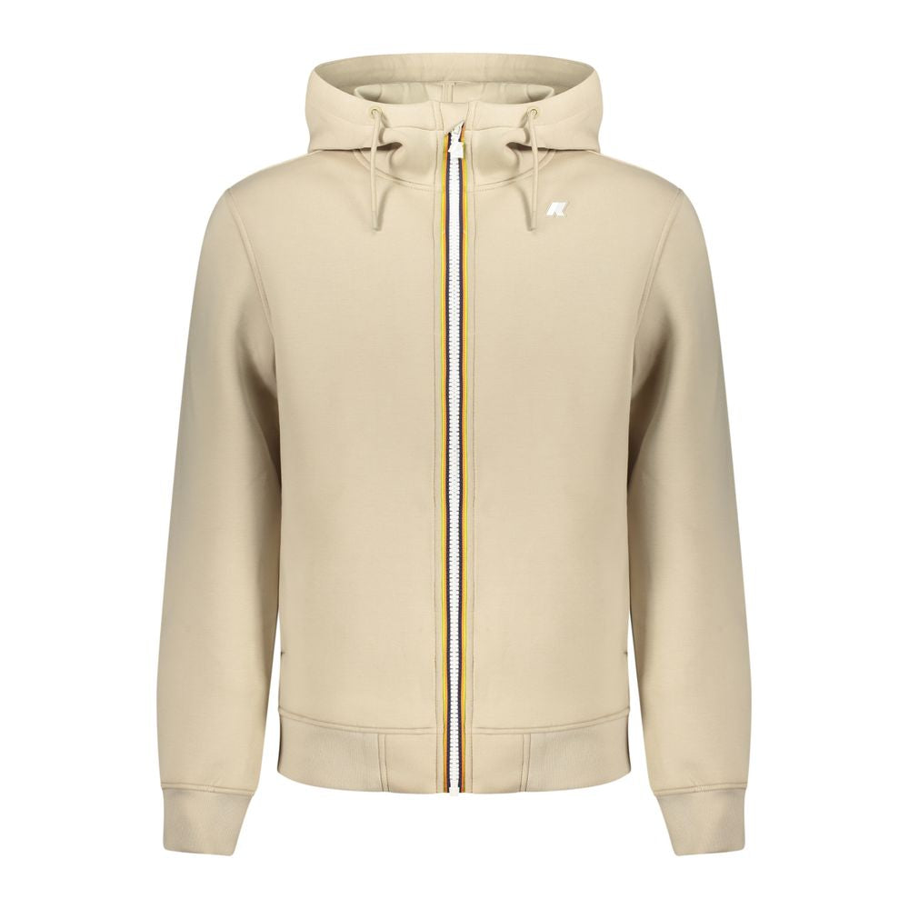 Beige Polyester Men Sweater with Hood