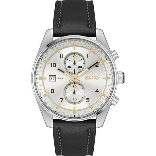 Black Leather Dress Watch