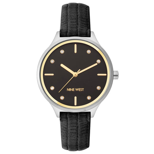 Black Leather Dress Watch