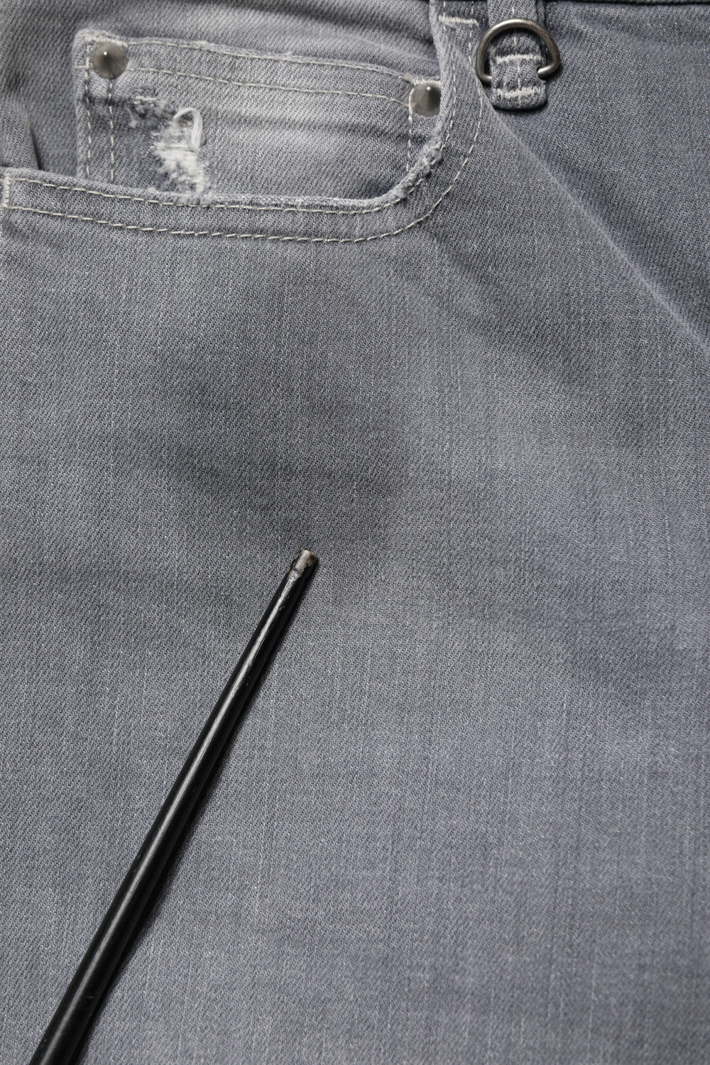 Gray Tattered Mid Waist Men Straight Denim Trouser Jeans