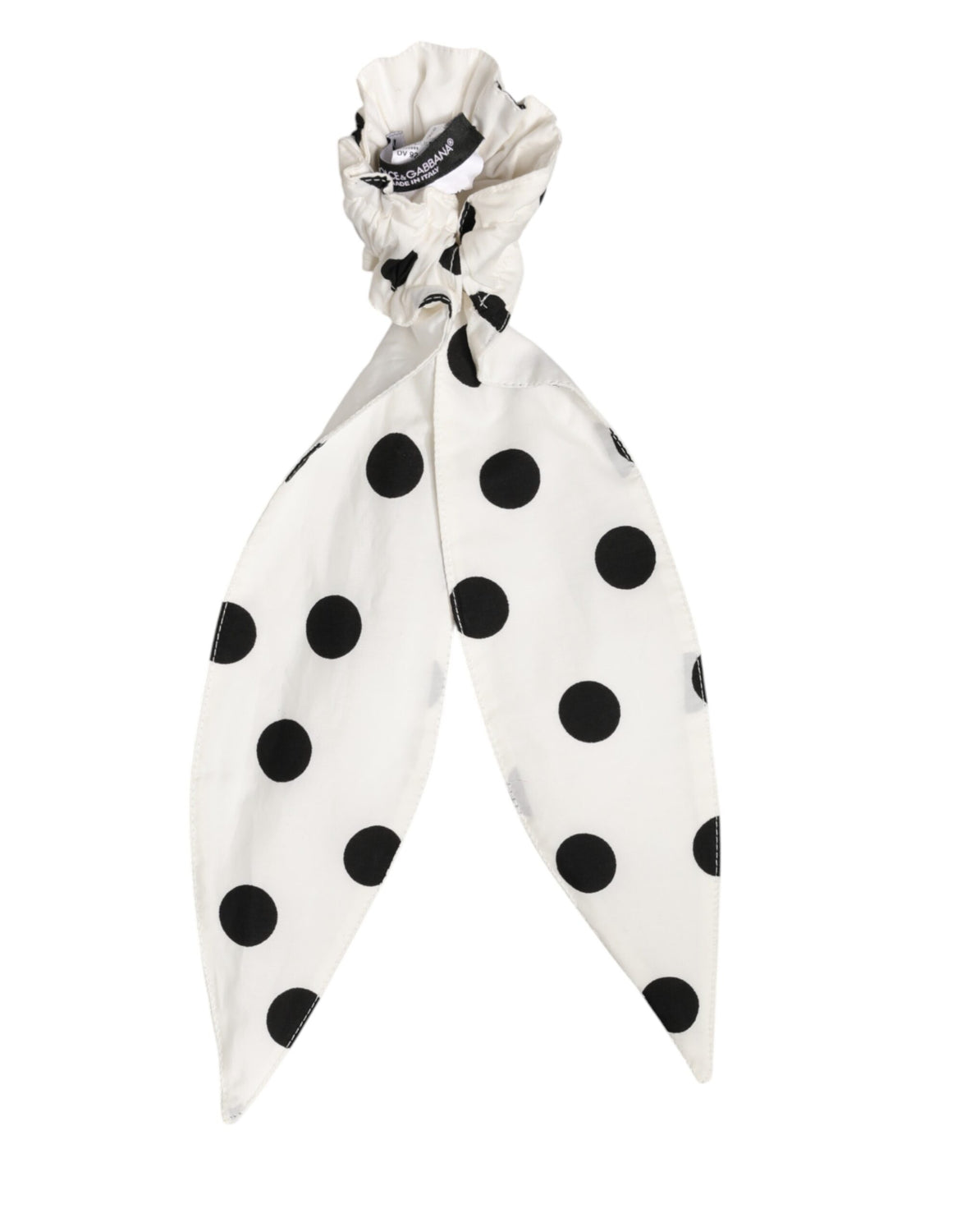 Scrunchie White Cotton Polka Dot Scarf Tie Accessory Hair