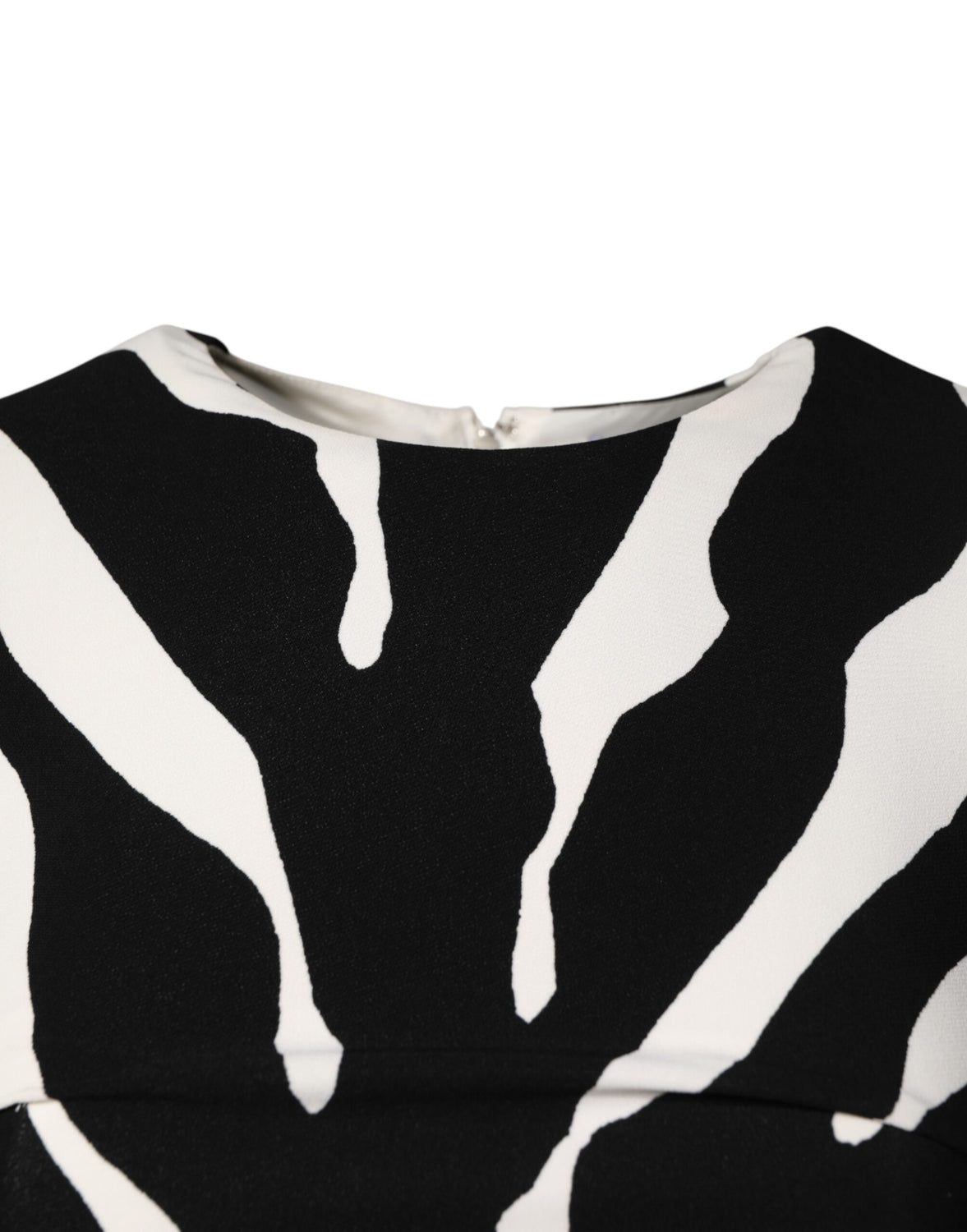 Black White Zebra Viscose Sheath Midi Dress